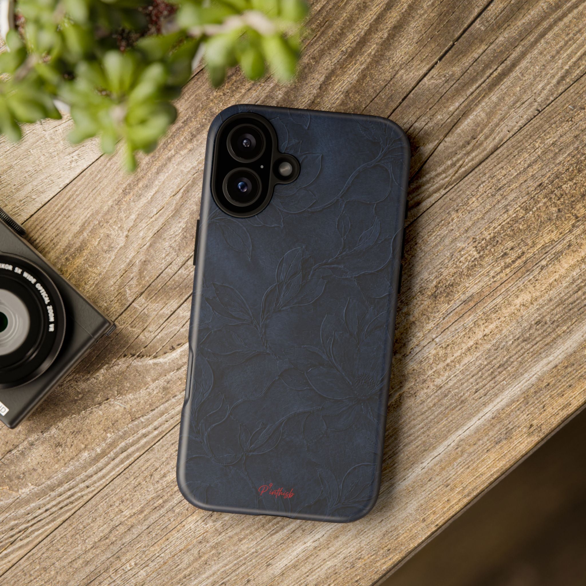 Navy Floral Textured Tough Case