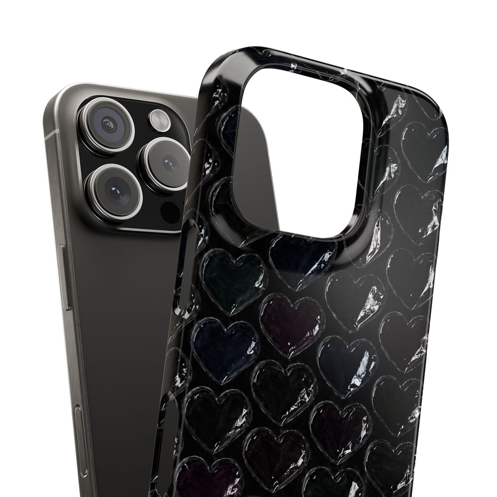 Black Pop Hearts Snap Case