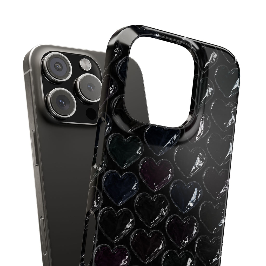 Black Pop Hearts Snap Case