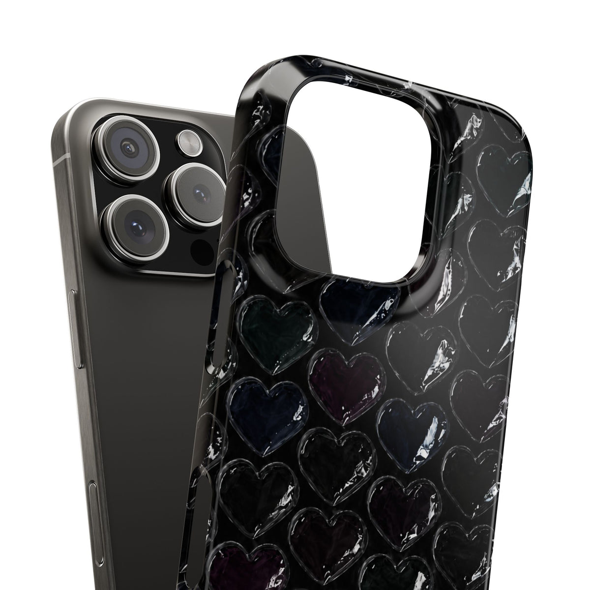 Black Pop Hearts Snap Case