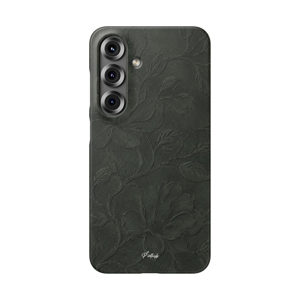Dark Olive Floral Texture Snap Case