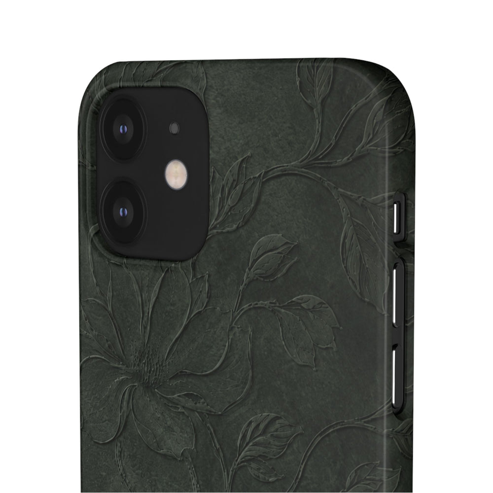 Dark Olive Floral Texture Snap Case