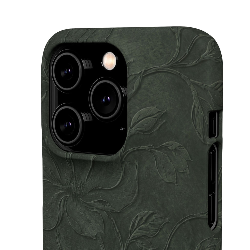 Dark Olive Floral Texture Snap Case