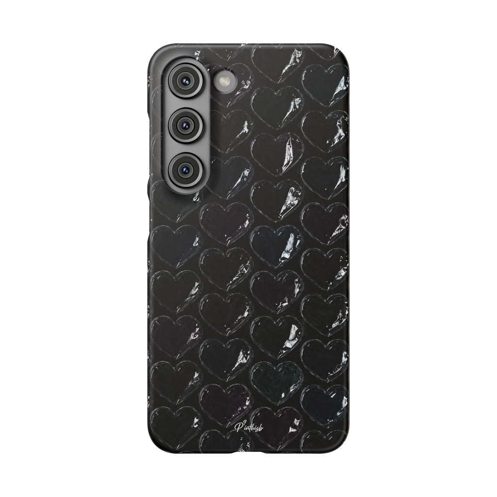 Black Pop Hearts Snap Case