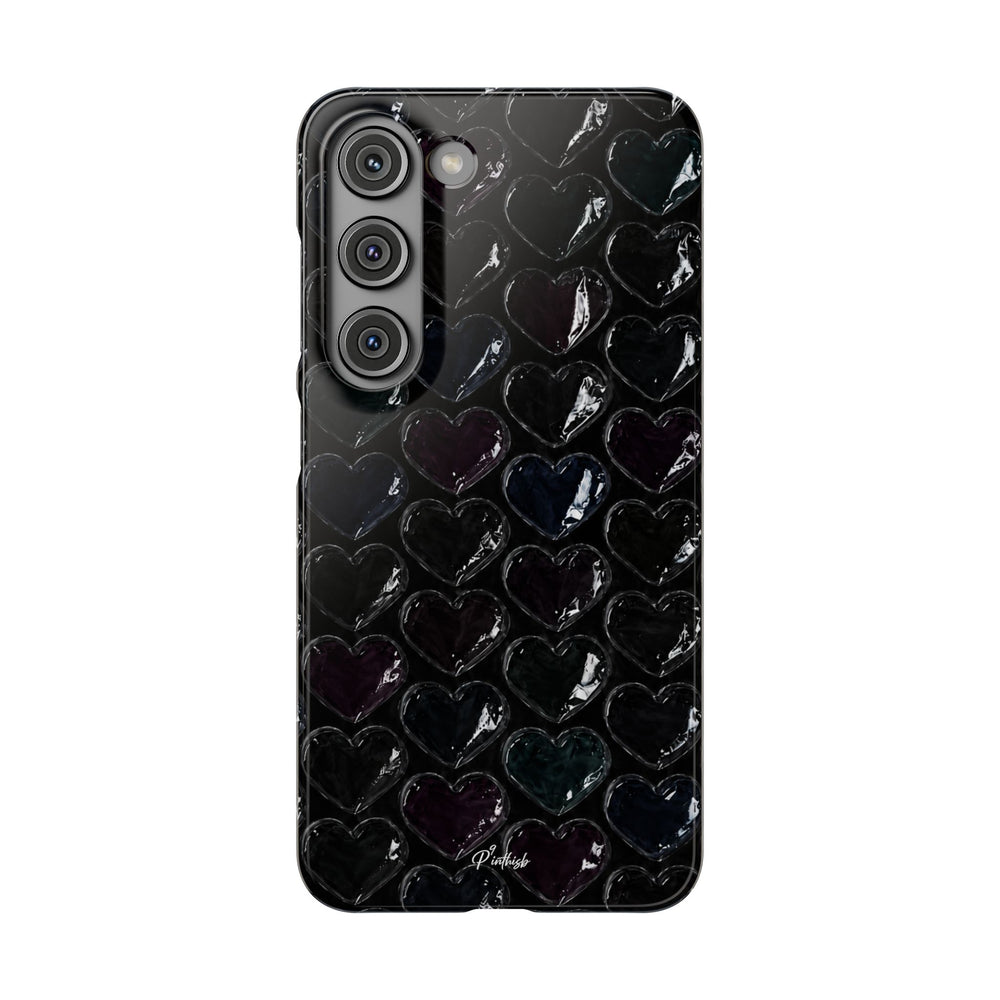 Black Pop Hearts Snap Case