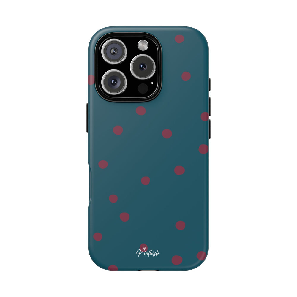 Teal & Burgundy Polka Dot Tough Phone Case