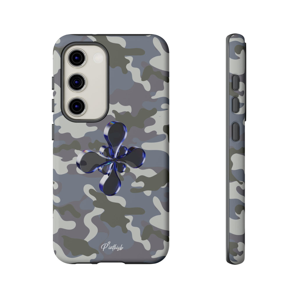 Camouflage with Blue Metallic Clover Tough Case