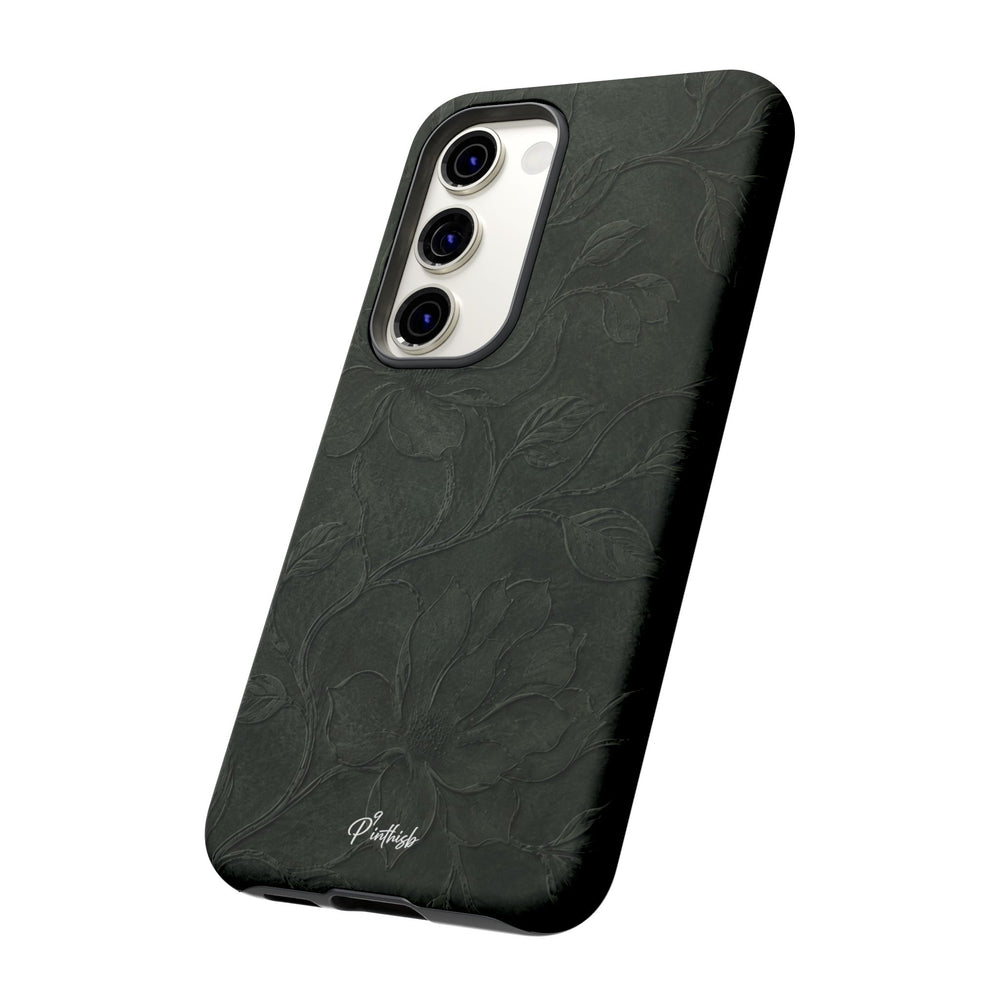 Dark Olive Floral Texture Tough Case