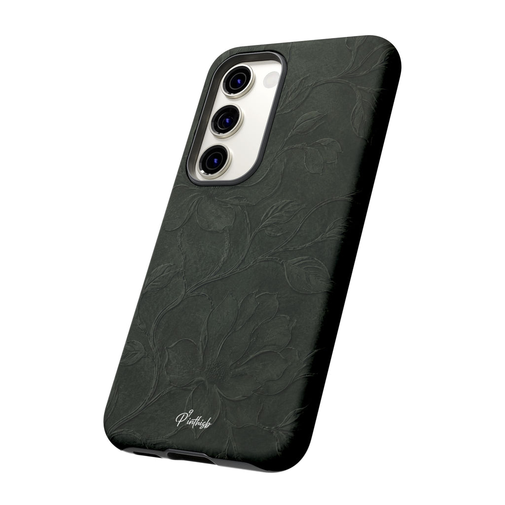 Dark Olive Floral Texture Tough Case