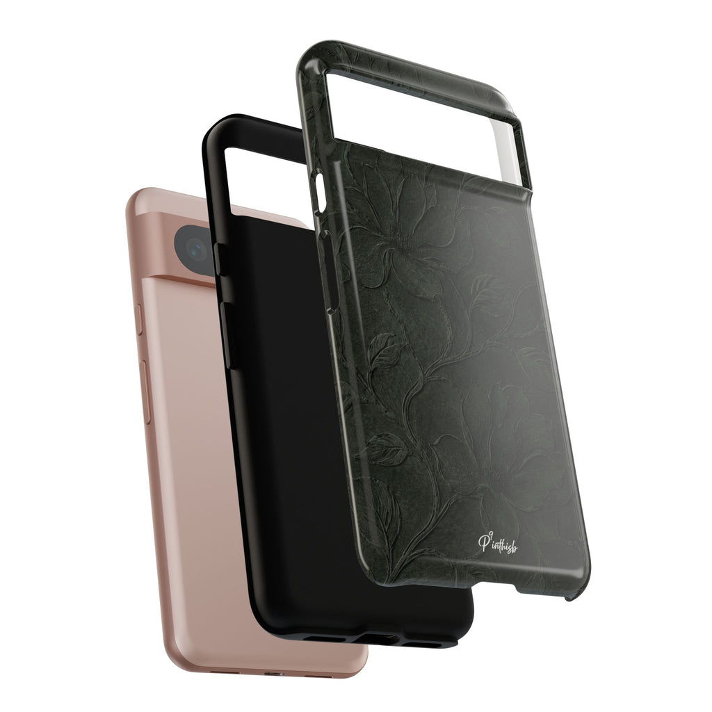 Dark Olive Floral Texture Tough Case