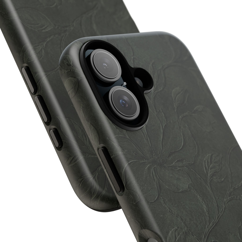 Dark Olive Floral Texture Tough Case