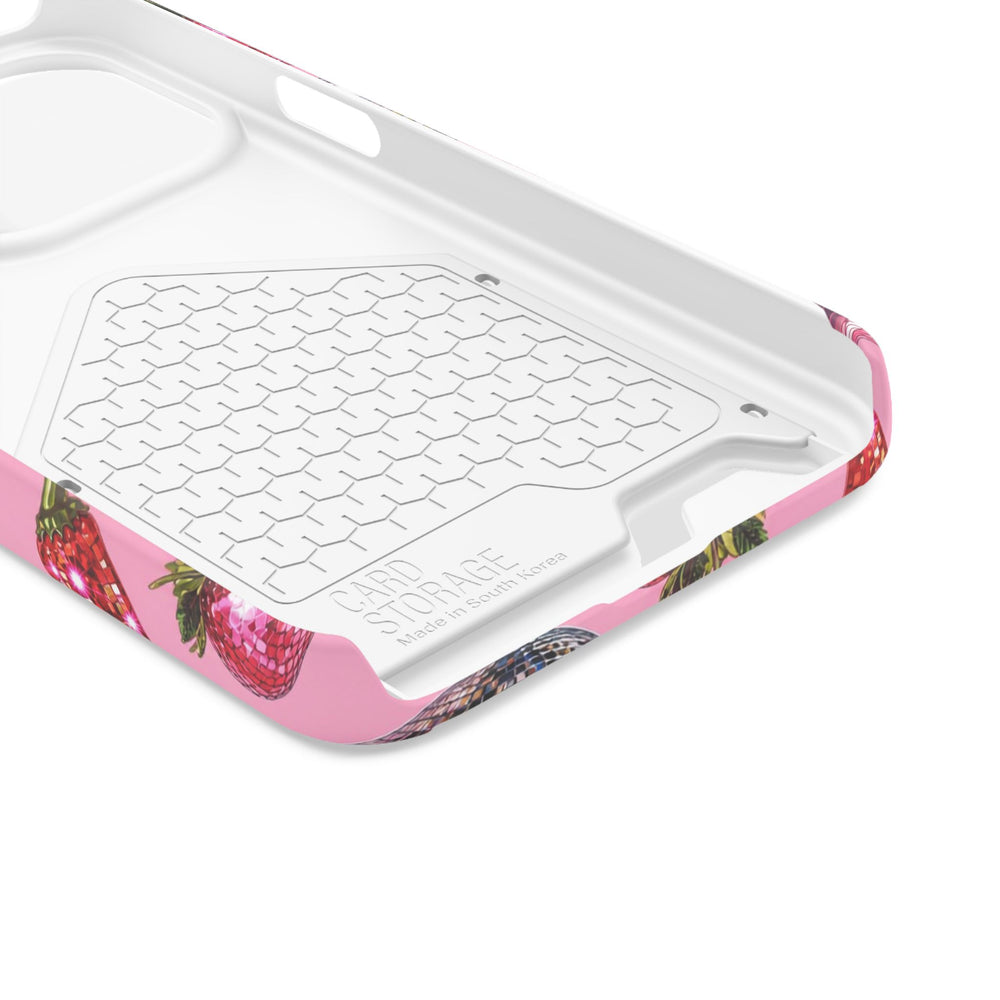 Pink Disco Strawberry & Pepper Phone Card Case
