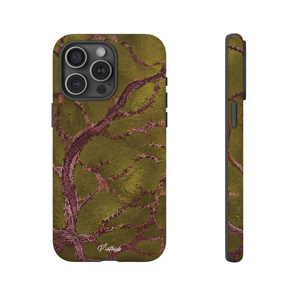 Olive & Rose Gold Tree Pattern Phone Case