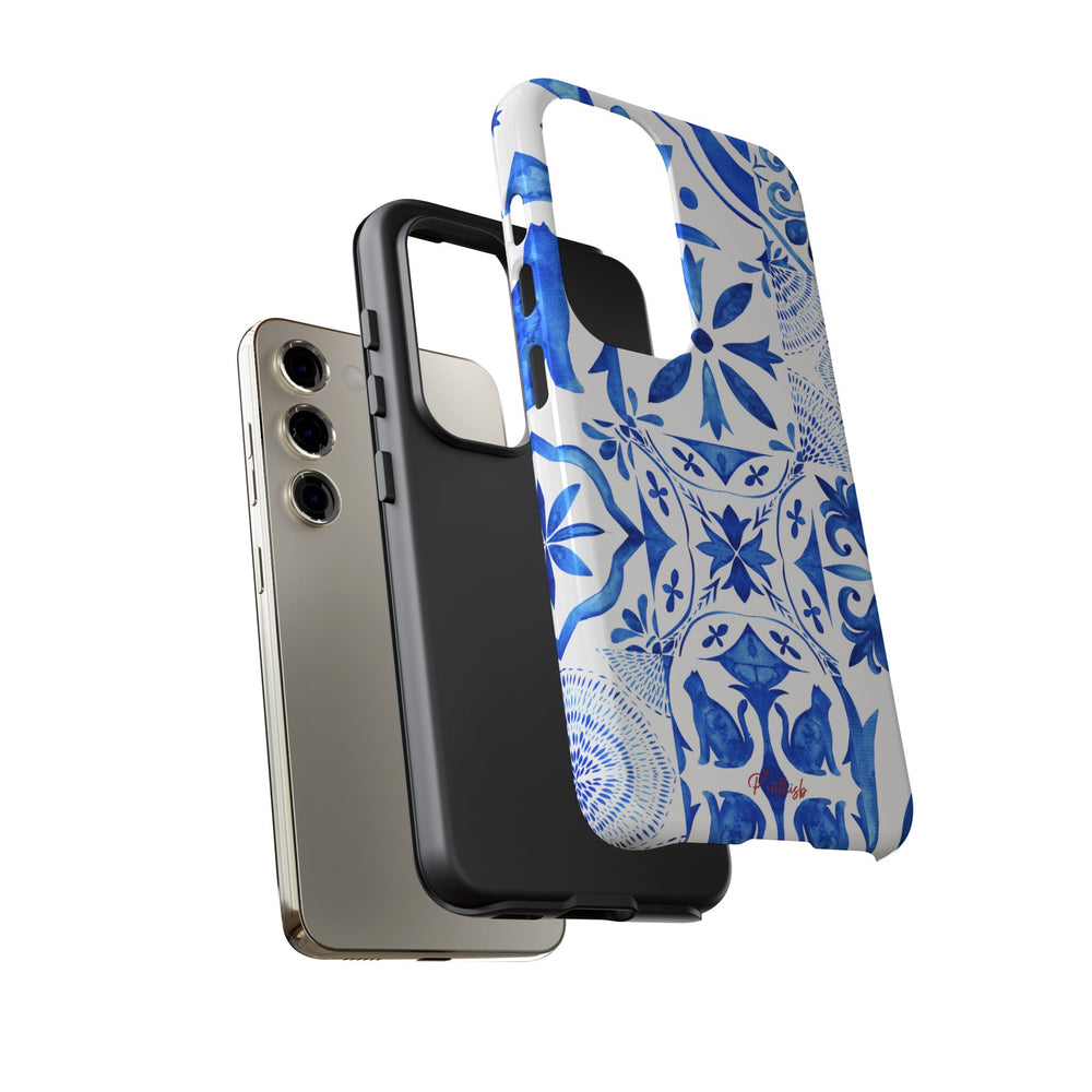 Blue Tile Pattern Tough Phone Case