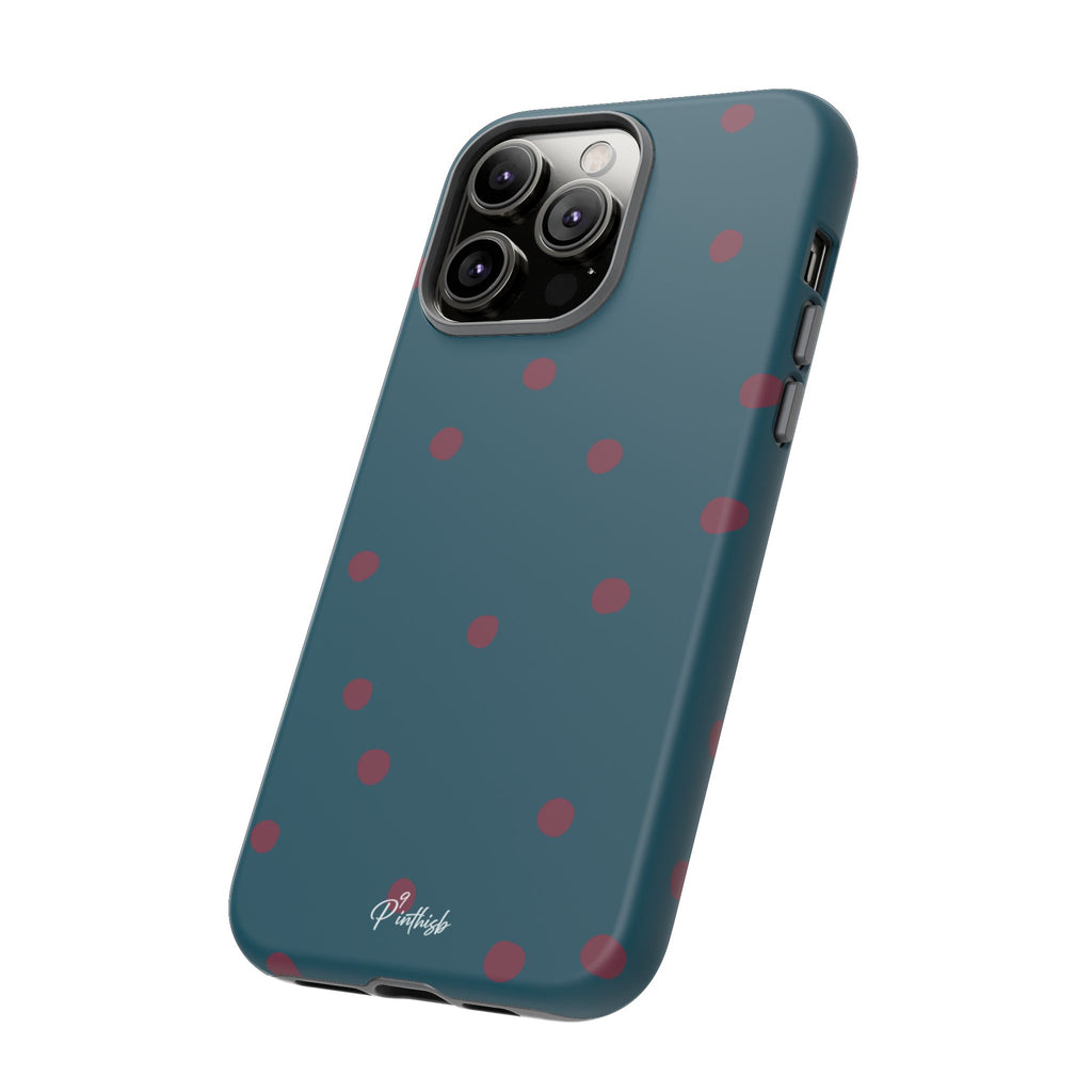 Teal & Burgundy Polka Dot Tough Phone Case