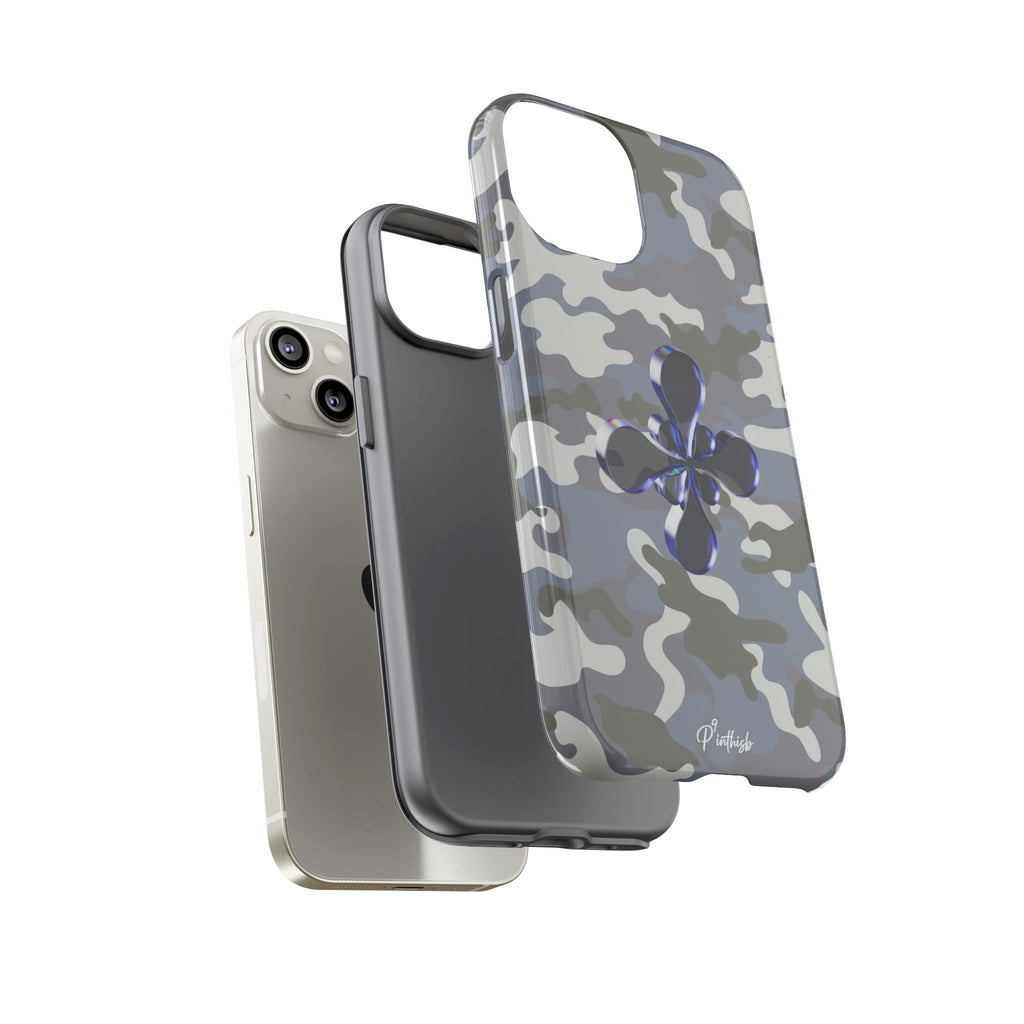 Camouflage with Blue Metallic Clover Tough Case