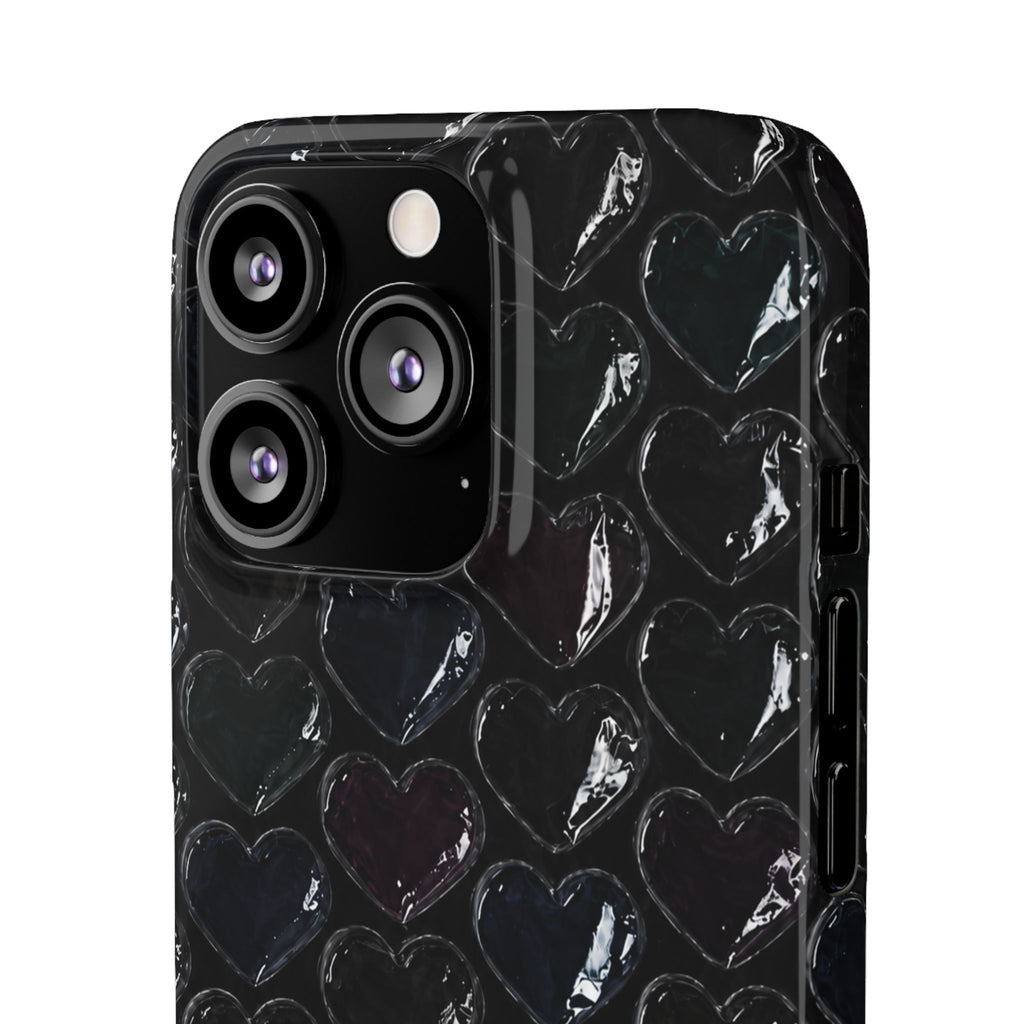 Black Pop Hearts Snap Case