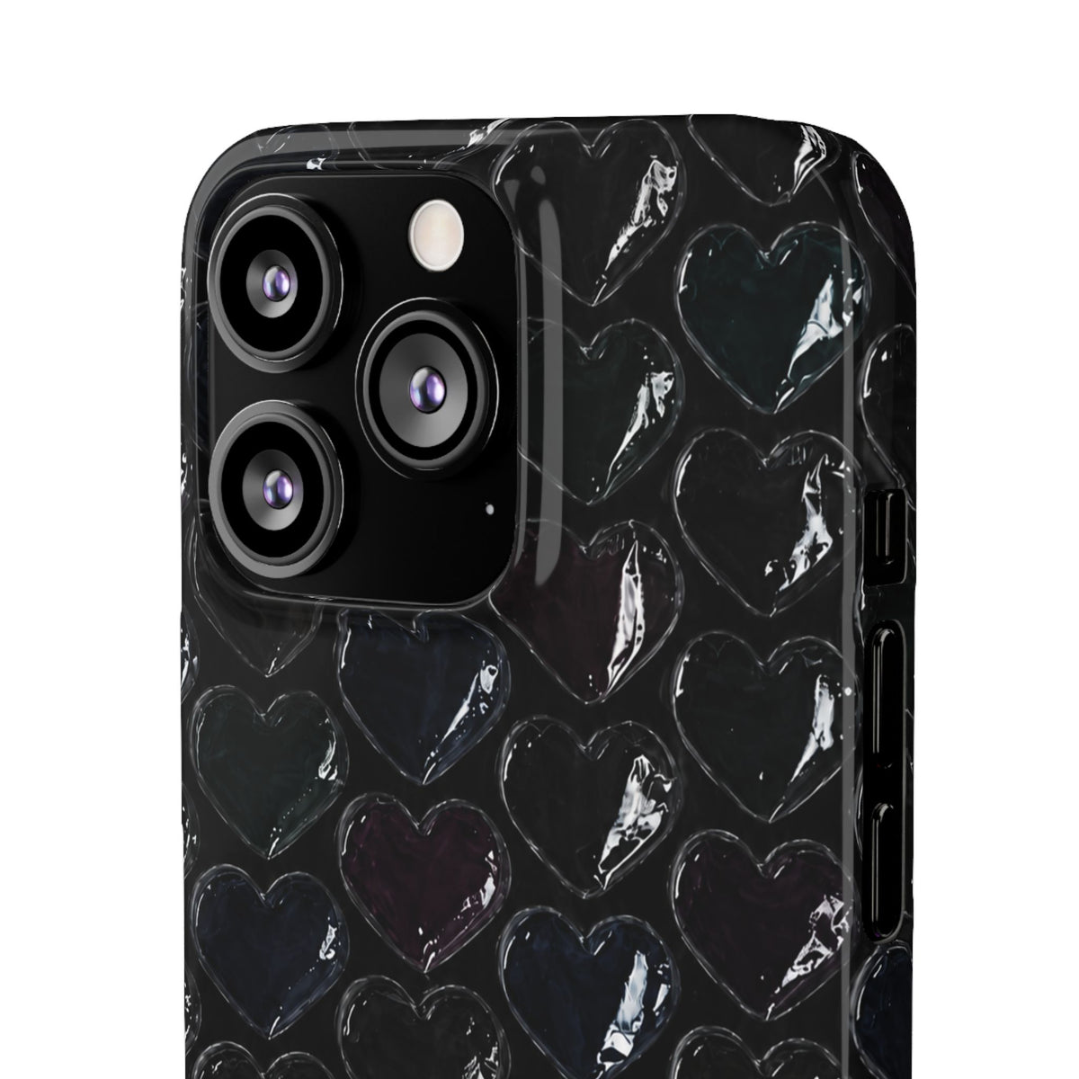 Black Pop Hearts Snap Case