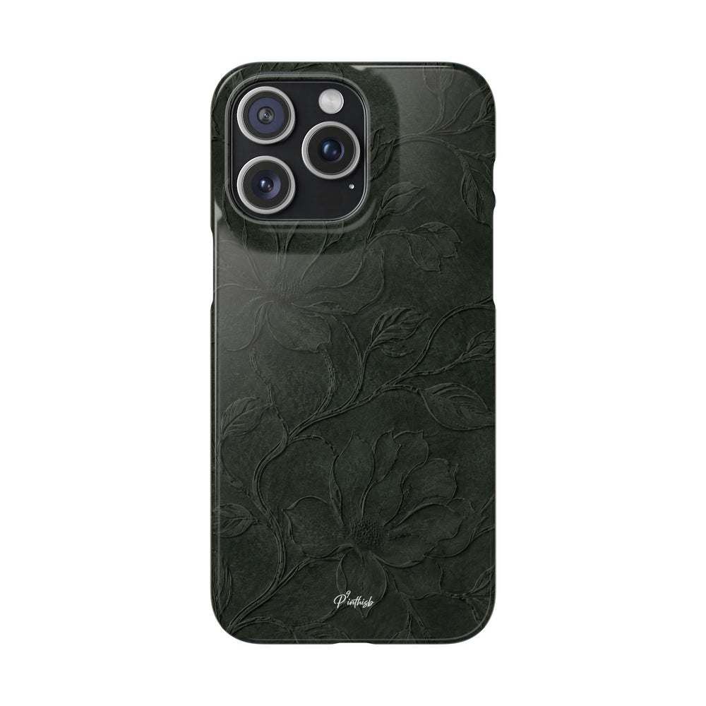 Dark Olive Floral Texture Snap Case