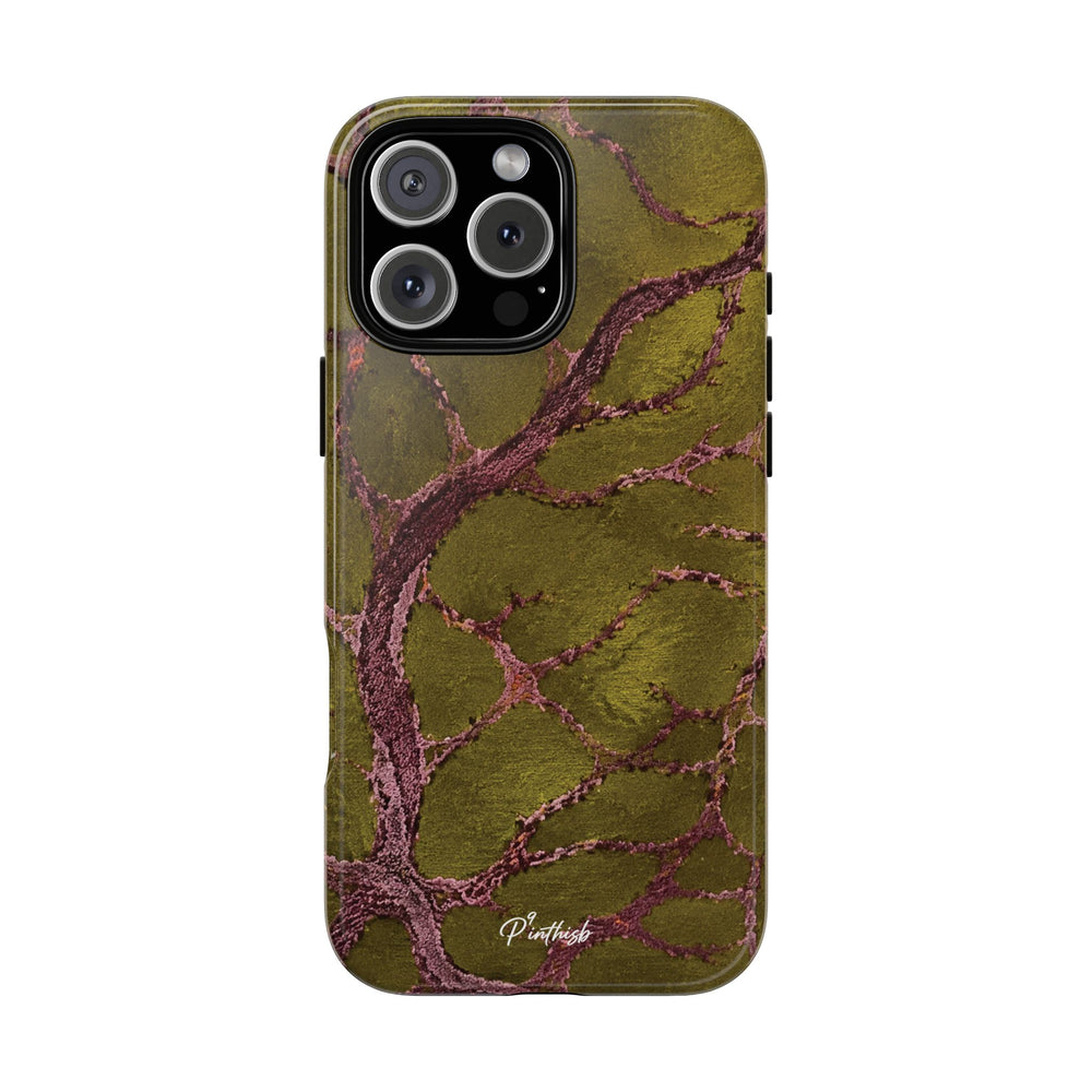 Olive & Rose Gold Tree Pattern Phone Case