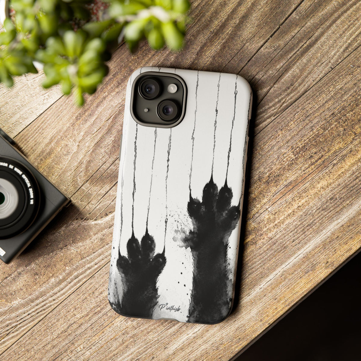 Black Ink Paw Print Tough Case