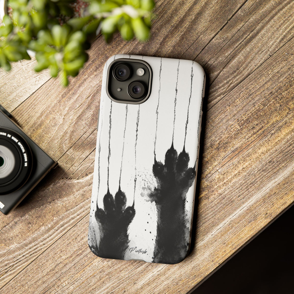 Black Ink Paw Print Tough Case