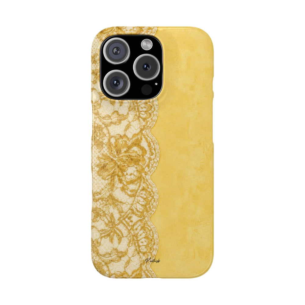 Yellow Vintage Lace Snap Case