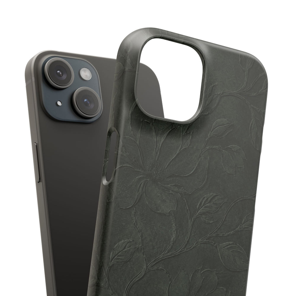 Dark Olive Floral Texture Snap Case