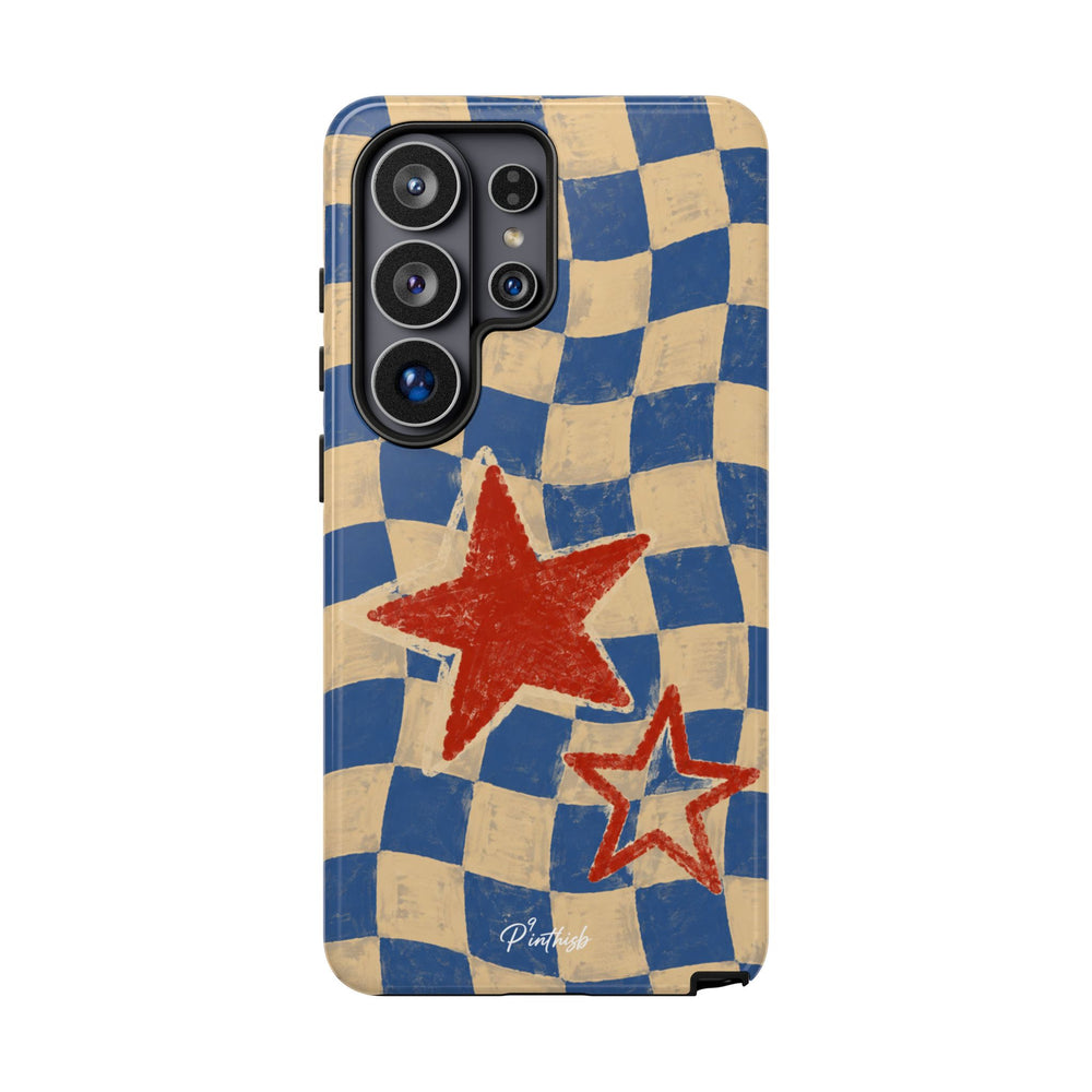 Blue & Cream Retro Star Phone Case