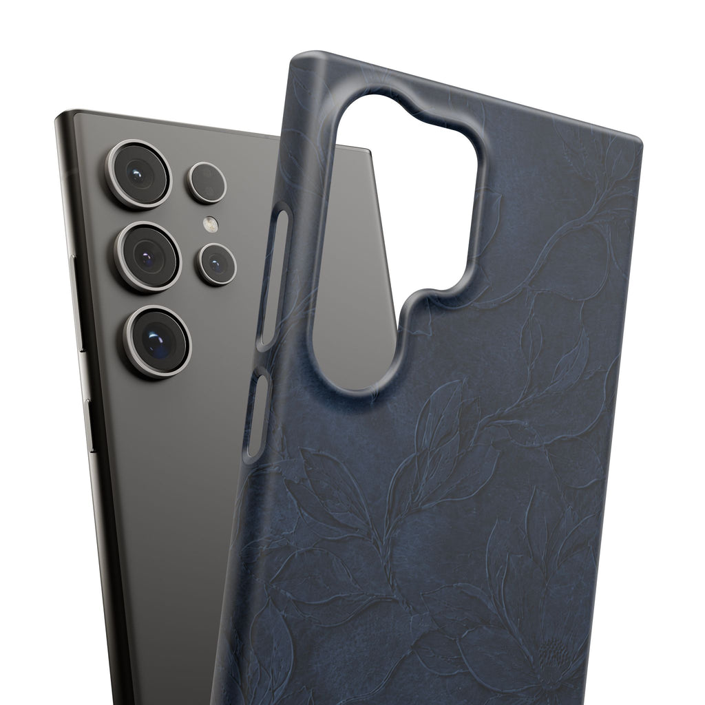 Navy Floral Textured Snap Case