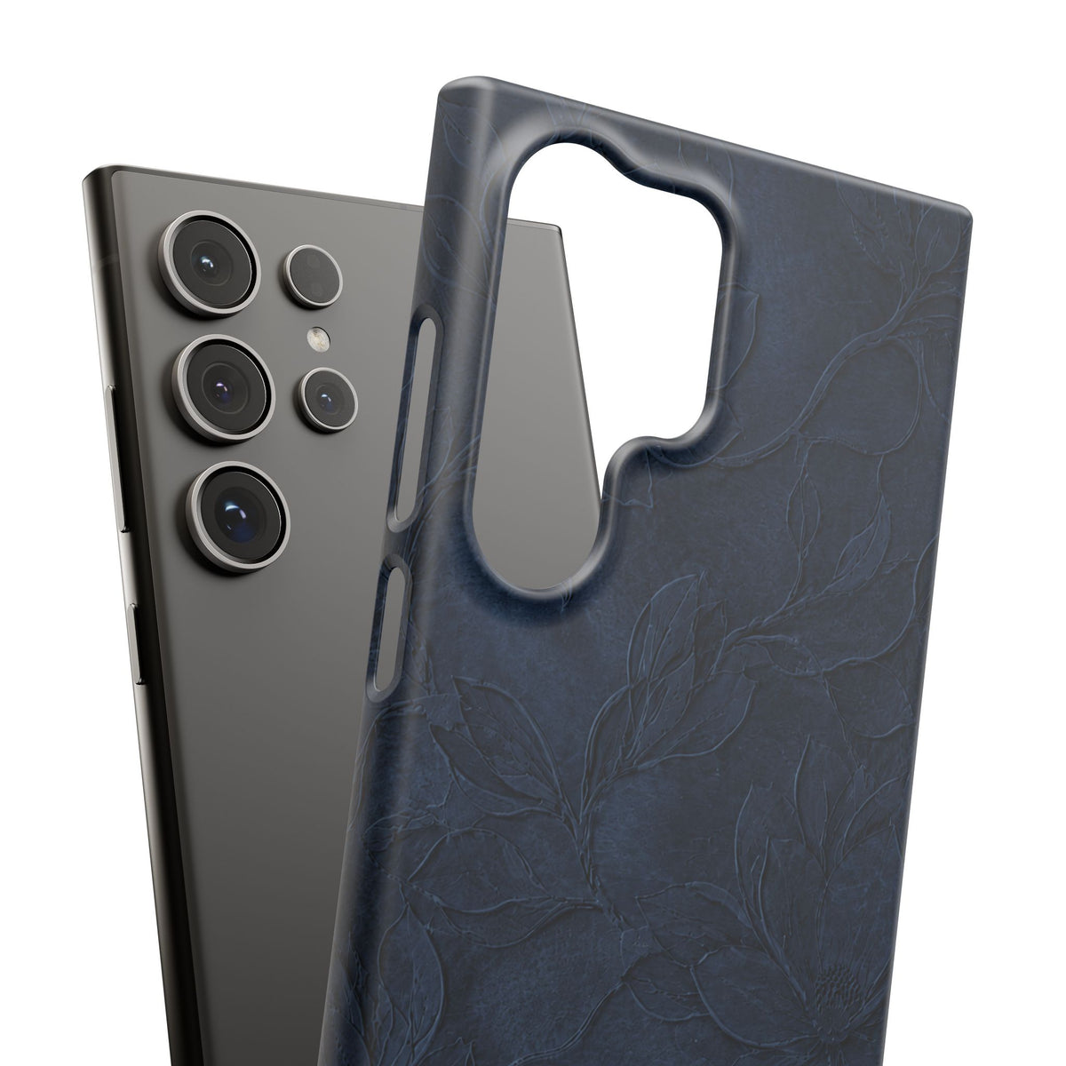 Navy Floral Textured Snap Case