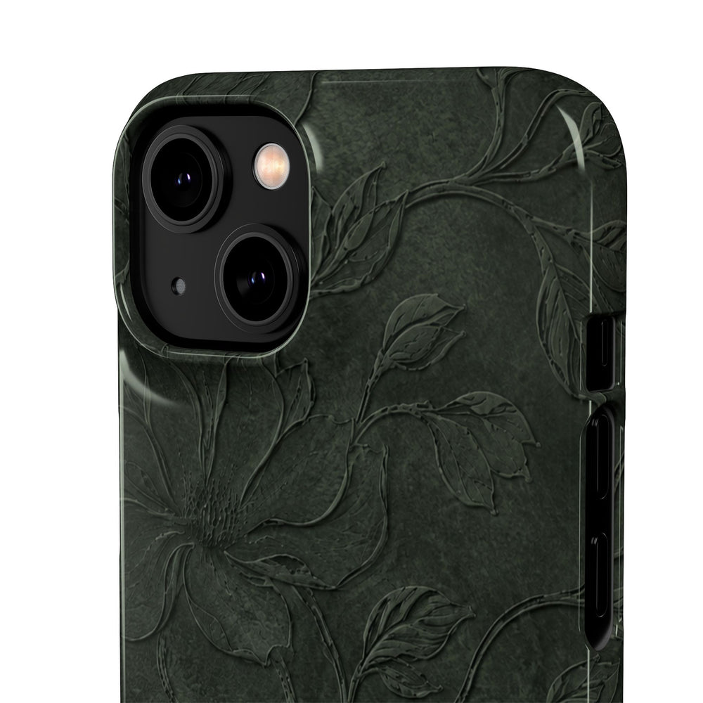 Dark Olive Floral Texture Snap Case