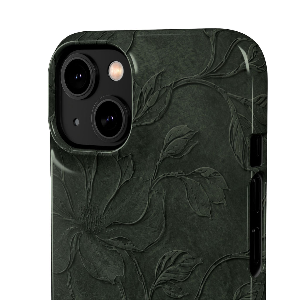 Dark Olive Floral Texture Snap Case