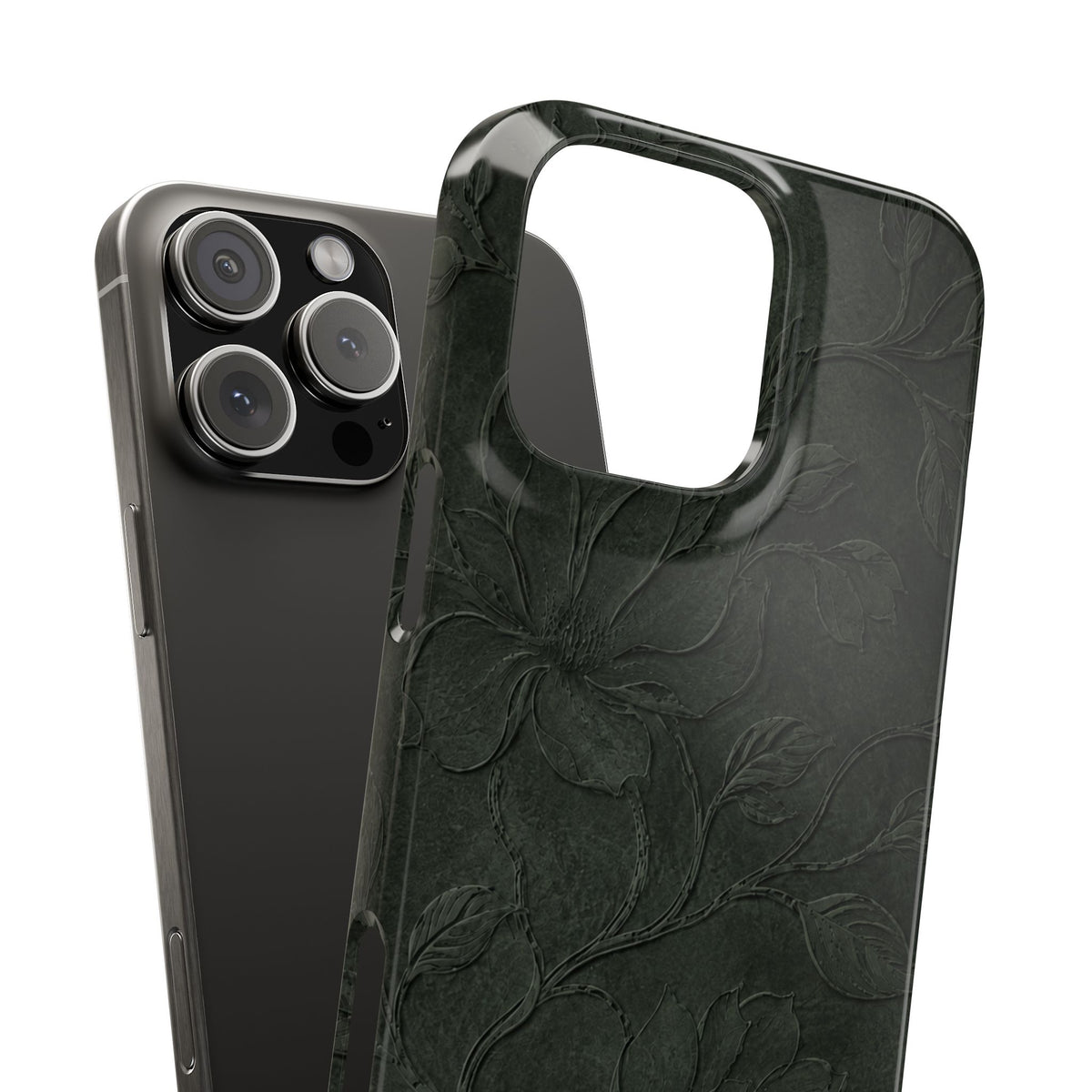 Dark Olive Floral Texture Snap Case
