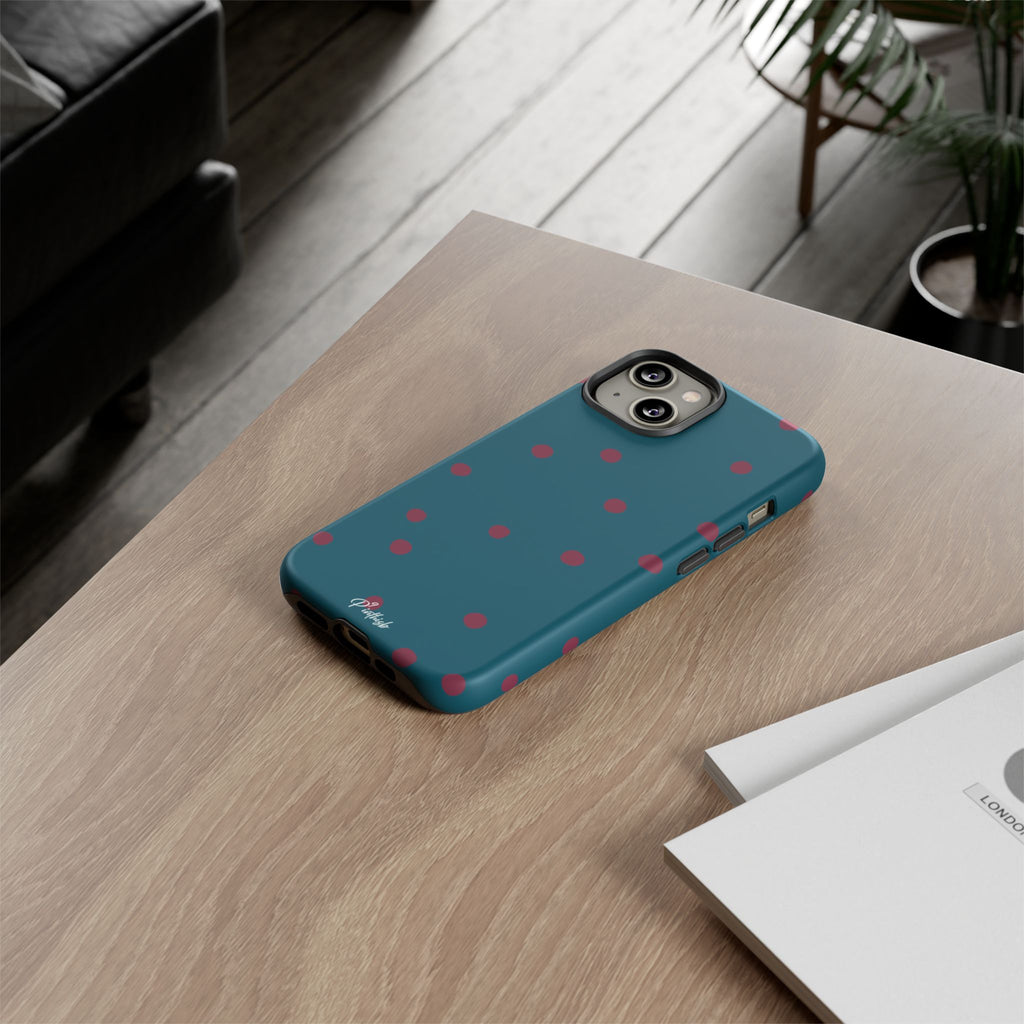 Teal & Burgundy Polka Dot Tough Phone Case