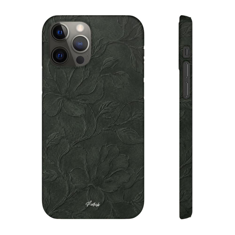 Dark Olive Floral Texture Snap Case