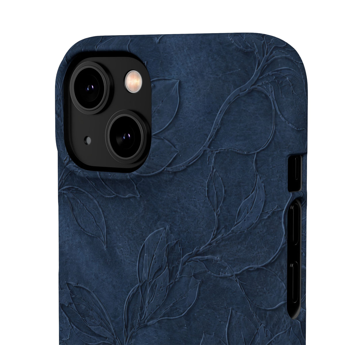 Navy Floral Textured Snap Case