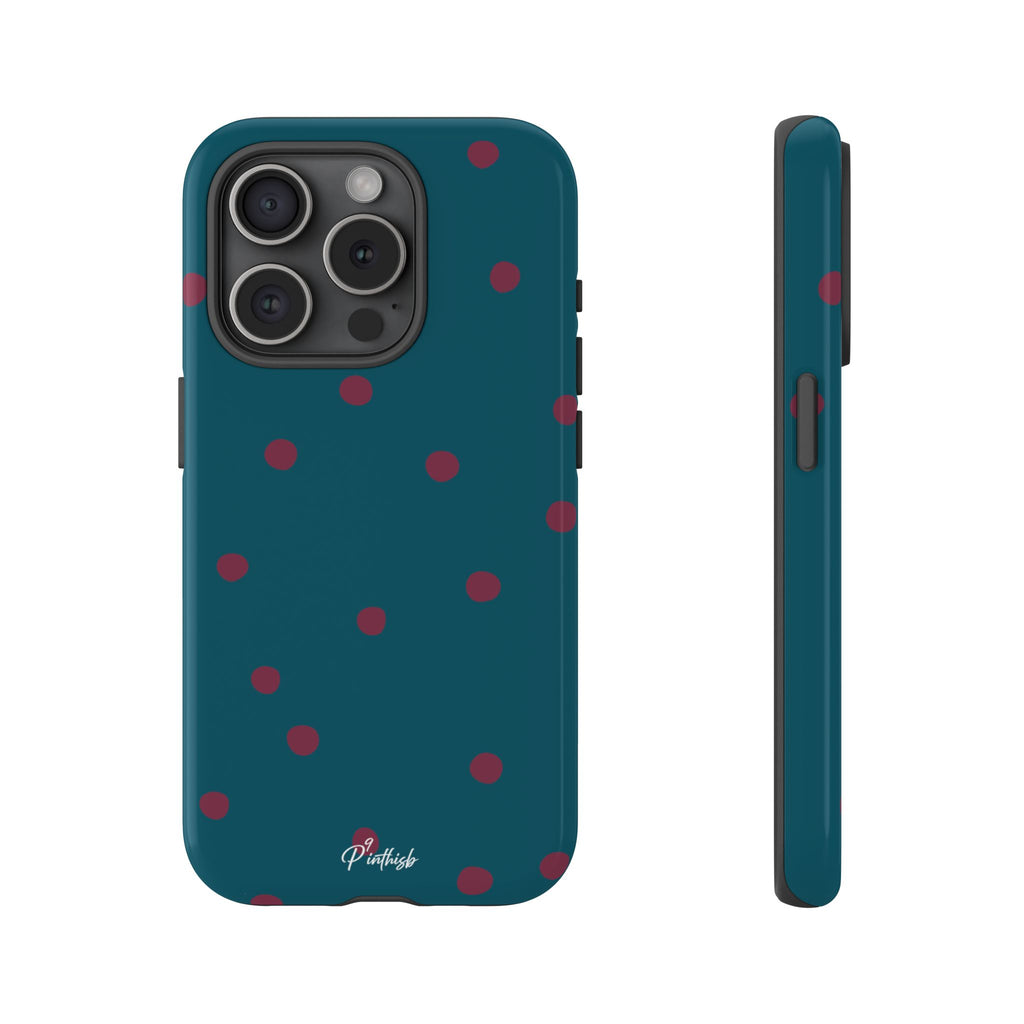 Teal & Burgundy Polka Dot Tough Phone Case
