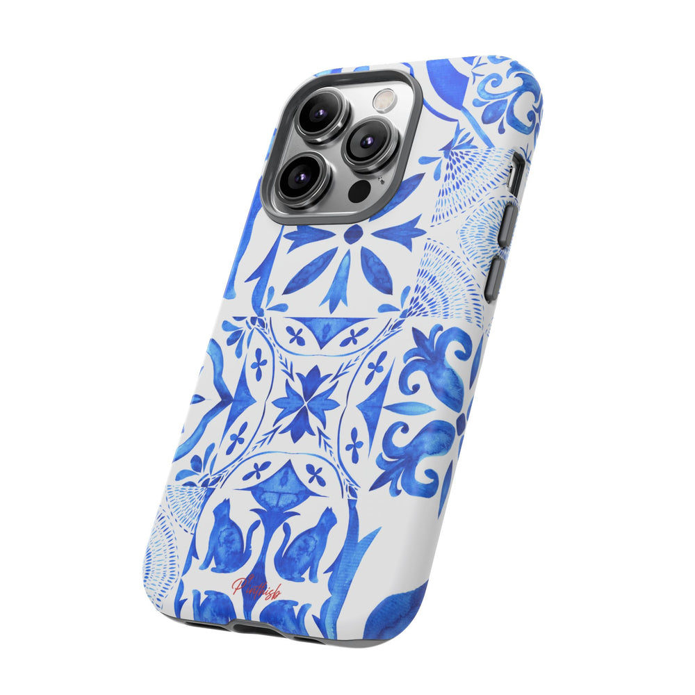 Blue Tile Pattern Tough Phone Case