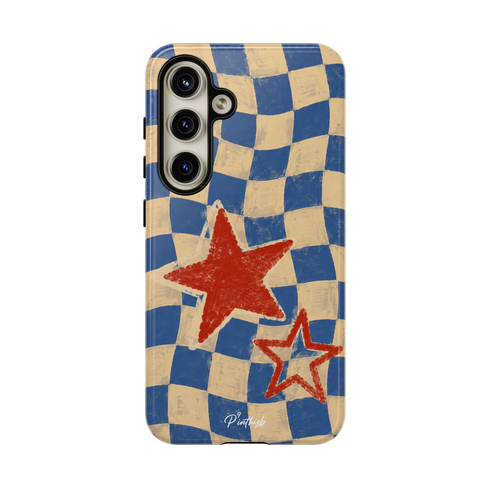 Blue & Cream Retro Star Phone Case