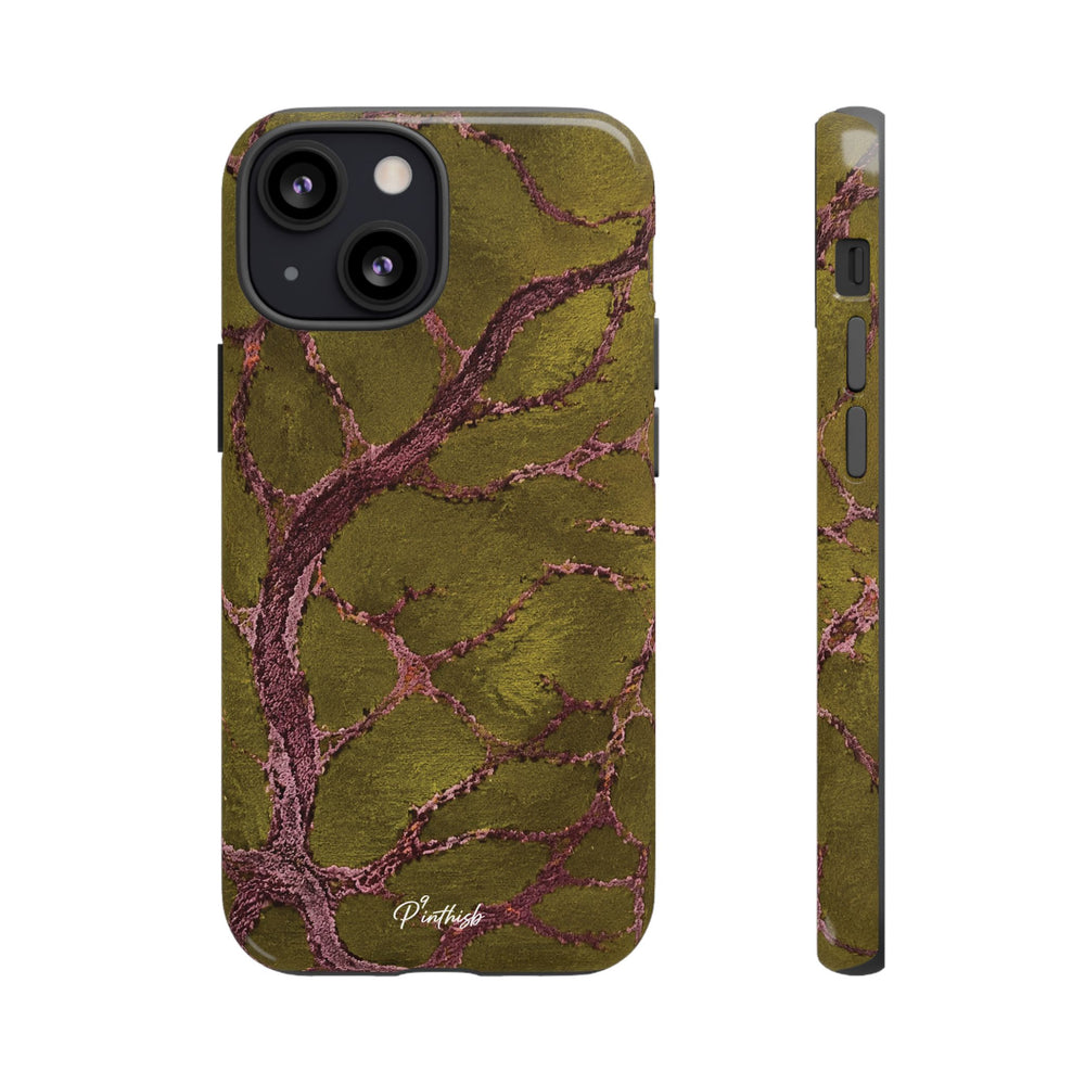 Olive & Rose Gold Tree Pattern Phone Case