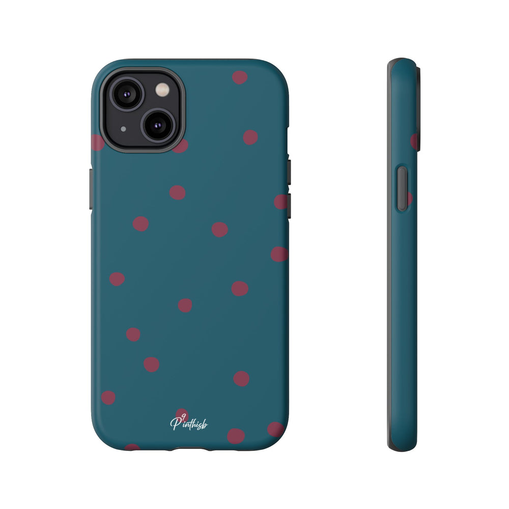 Teal & Burgundy Polka Dot Tough Phone Case