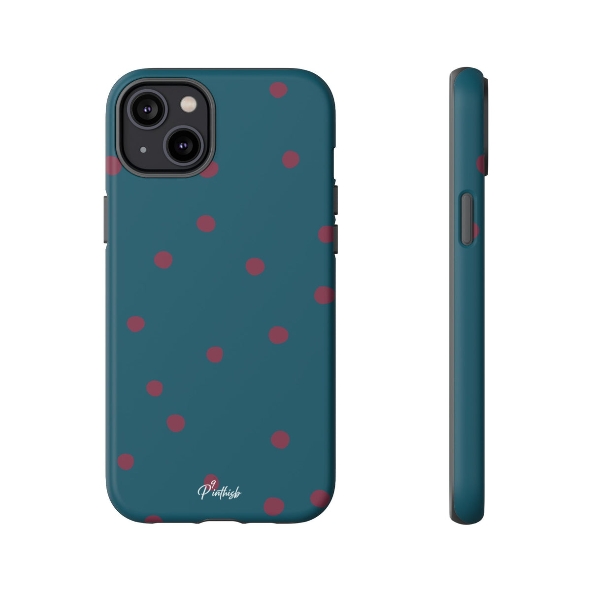 Teal & Burgundy Polka Dot Tough Phone Case