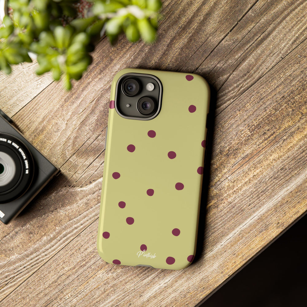 Yellow & Burgundy Polka Dot Tough Phone Case