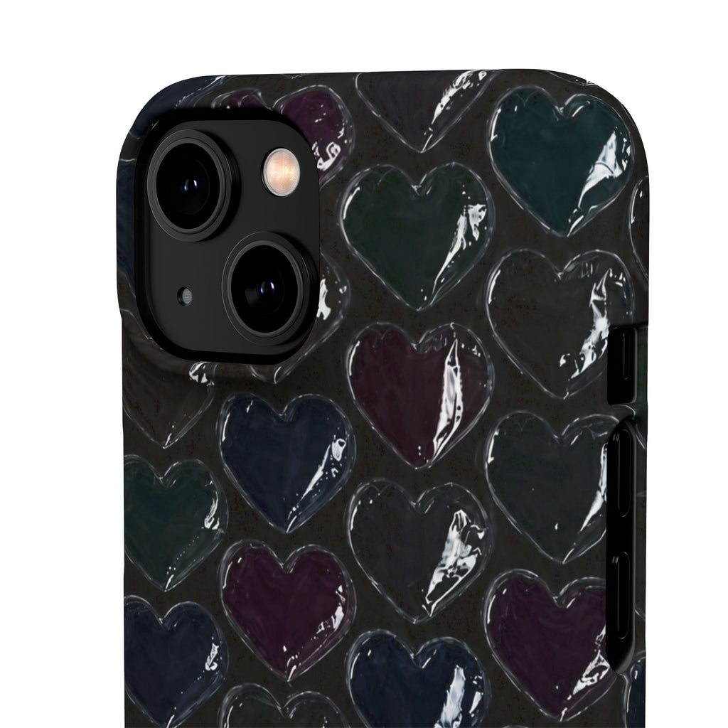 Black Pop Hearts Snap Case