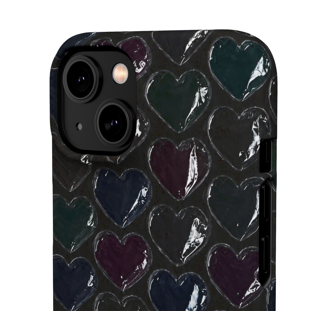 Black Pop Hearts Snap Case