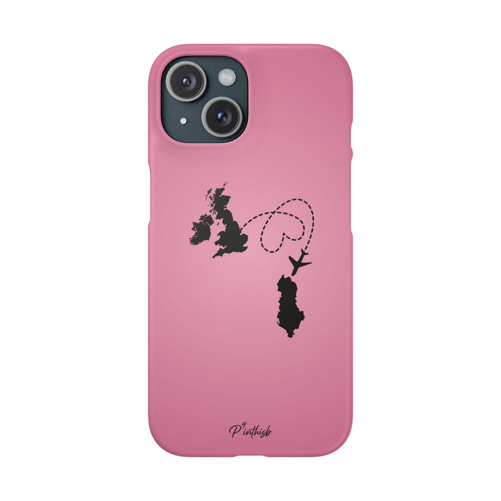 UK to Albania Pink Snap Phone Case