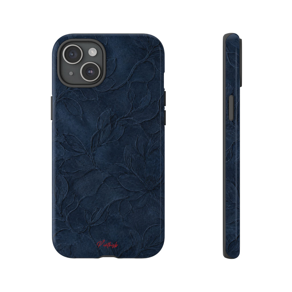 Navy Floral Textured Tough Case
