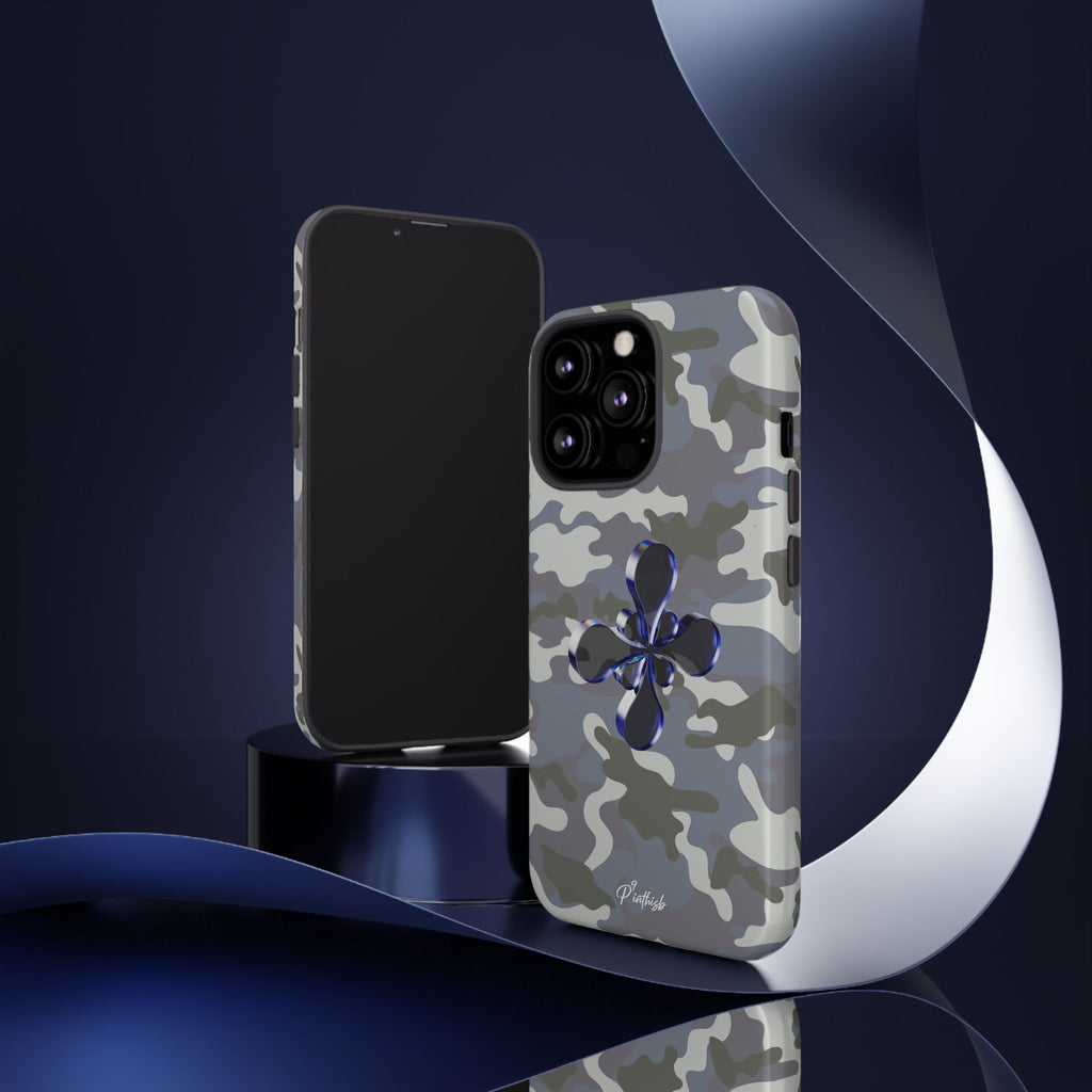 Camouflage with Blue Metallic Clover Tough Case