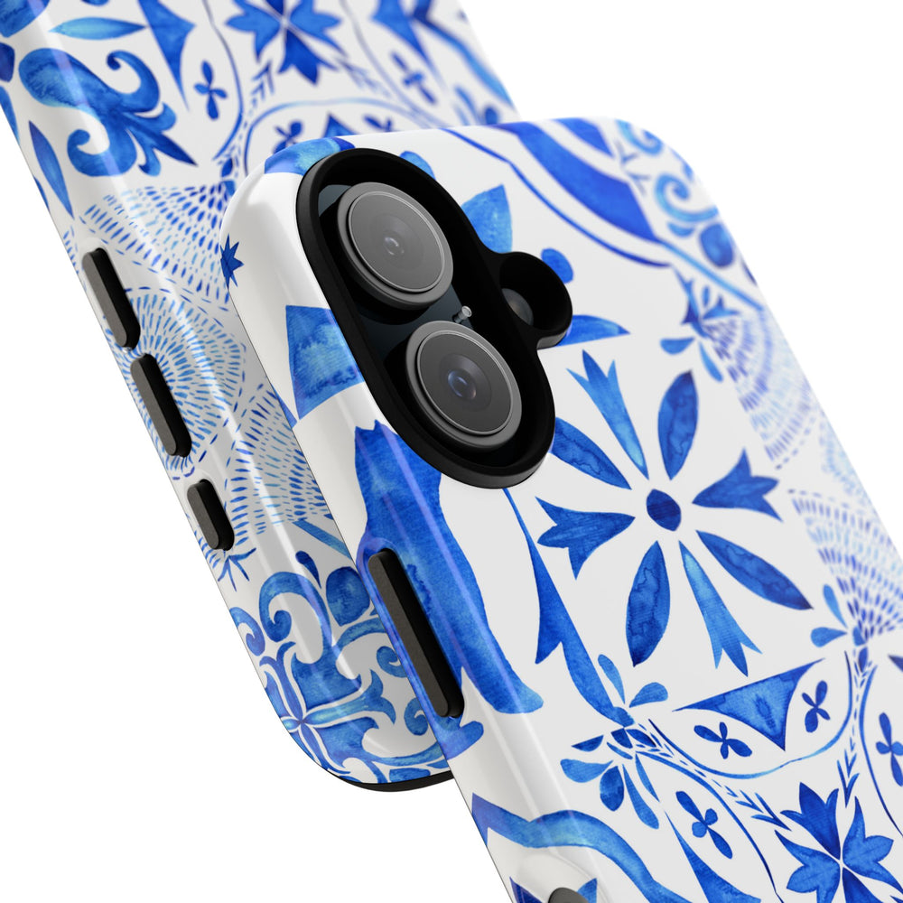 Blue Tile Pattern Tough Phone Case